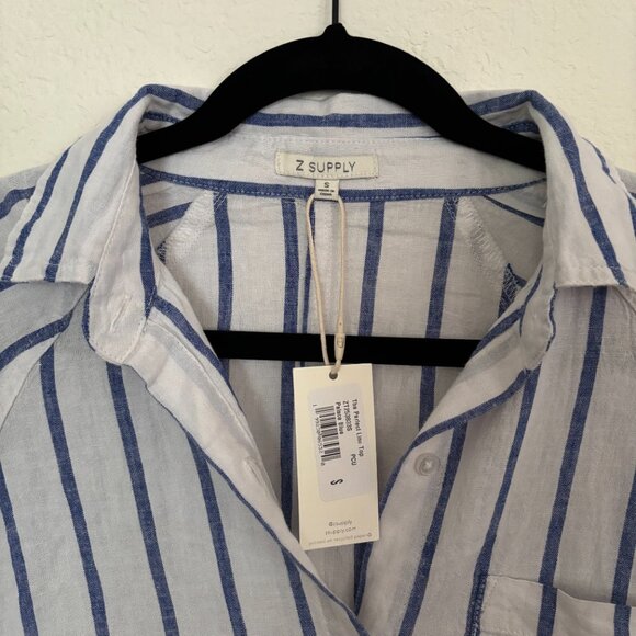 Z Supply Perfect Linen Striped Top (Palace Blue) (Small) NWT - Picture 6 of 8